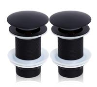 Lot de 2 bondes de lavabo sans trop-Plein, Valve Pop-up, pour lavabo, Noir