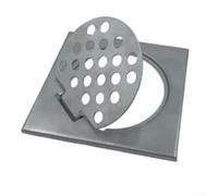 Lot de 2 bondes de sol en acier inoxydable de 15,2 cm avec noyau en cuivre, couvercle anti-obstruction à rabat pour salle de bain, cuisine, balcon, argent, 15 x 15 cm