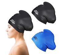 Lot de 2 Bonnets de Bain pour Cheveux Longs pour Femme en Silicone Garde Les Cheveux au Sec Imperméables Confortables Flexible Durable Résistant aux déchirures Grand Bonnet de Bain
