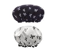 Lot De 2 Bonnets De Douche Avec Nœud, Joli Bonnet De Douche, Bonnet De Douche Imperméable Double Couche, Bonnet De Maquillage Pour Femme, Bonnet De Nuit Réglable, Bonnet Bouclé, Le Salon.