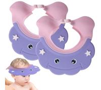 Lot de 2 bonnets de douche pour bébé, doux et réglable pour laver les cheveux des tout-petits avec large bord, antidérapant, pour enfants garçons et filles 6 mois à 6 ans, violet, bonnet bain