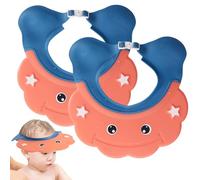 Lot de 2 bonnets de douche pour bébé, doux et réglable pour laver les cheveux des tout-petits avec large bord, antidérapant, pour enfants garçons et filles 6 mois à 6 ans, rouge, bonnet bain, b