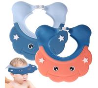 Lot de 2 bonnets de douche pour bébé, doux et réglable pour laver les cheveux des tout-petits avec large bord, antidérapant, pour enfants garçons et filles 6 mois à 6 ans, couleurs assorties, bonn