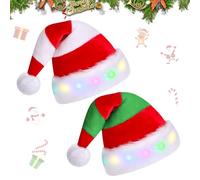 Lot de 2 bonnets de Noël avec lumière LED, bonnet de Noël, bonnet de Père Noël, bonnet de Père Noël, bonnet de Père Noël, bonnet de Noël, bonnet de Noël, bonnet de Noël, bonnet à rayures, pour enfants