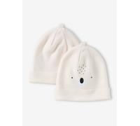 VERTBAUDET Lot de 2 Bonnets Koala bébé Blanc 3/6M(60/67)