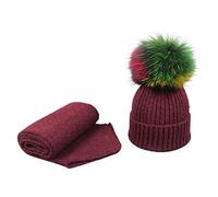 Lot de 2 bonnets longs et écharpes pour femme et homme - Coloré - Tricot côtelé - Bonnet à revers - Pour temps froid - Coupe-vent - Cache-cou pour femme, b, taille unique