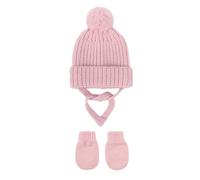 Lot de 2 bonnets tricotés confortables pour nouveau-nés avec cache-oreilles et gants à tricoter, C, S