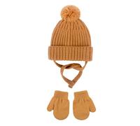 Lot de 2 bonnets tricotés confortables pour nouveau-nés avec cache-oreilles et gants à tricoter, Curcuma, S