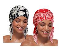 Lot de 2 bonnets turban de chimiothérapie, bandeaux pré-noués couvre-chef pour femmes