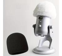 Lot de 2 bonnettes anti-vent en mousse pour microphone USB Blue Yeti,Pro (Fuzzy-White + Black Foam)