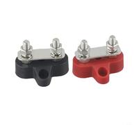 Lot de 2 bornes de batterie M6 à double connexion 12-48 V avec boîtier ABS ignifuge rouge et noir, écrous à vis en acier inoxydable et joints en cuivre
