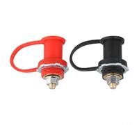 Lot de 2 bornes de chargeur de batterie avec bornes à tige en laiton de 3/8" pour démarrage et charge à distance - 250 A 12 V, noir+rouge, 90 x 80 x 60 mm, pour voitures camions Ma