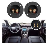 Lot de 2 bornes de haut-parleur rondes - 45 mm - Plaqué or - Connexion à vis de voiture - Pour carte de terminal hifi - 75 mm - Noir - Polarité marquée - Double bornier pour caisson de basses