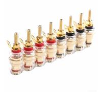 Lot de 2 bornes de reliure 4 rouges et 4 noires pour système audio | Noyau en cuivre massif, isolation en plastique, 42 mm de longueur, 13 mm de diamètre extérieur, pour une construction durable