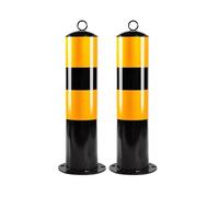 Lot De 2 Bornes De Sécurité en Acier Enduit De Poudre Barrière De Stationnement Anti-Collision pour Allée avec Bande Réfléchissante pour Résidentiel Et Commercial(19.7x4.5in)