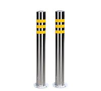 Lot de 2 bornes de sécurité en acier inoxydable - Colonne fixe avec bande réfléchissante - Convient pour parking, contrôle de la circulation - Garde-corps de voie - 89 x 600 mm