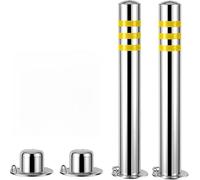 Lot de 2 bornes de stationnement en acier inoxydable anti-corrosion avec bande réfléchissante pour une meilleure visibilité, protections d'allée faciles à installer pour les parkings et la sécurité