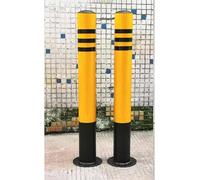 Lot de 2 bornes de stationnement en acier robuste - 120 cm - Poteaux de sécurité routière montés au sol pour protection d'allée et de passerelle - Délimiteurs avec base permanente