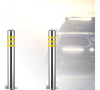 Lot de 2 bornes de stationnement - Poteaux de sécurité 76x750mm avec base verrouillable et collerette réfléchissante for une visibilité accrue