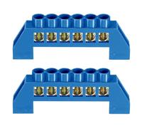 Lot de 2 borniers bleus à 6 positions en laiton avec bornes à vis pour boîte électrique