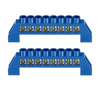 Lot de 2 borniers bleus à 8 positions en laiton avec bornes à vis pour boîte électrique