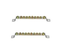 Lot de 2 borniers de raccordement en laiton - Bornes à fil à visser - Pour boîte de distribution électrique (rangée de sol - 10 positions)