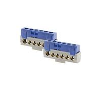 - Lot de 2 borniers neutres 6 connexions - Bleu