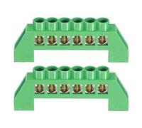 Lot de 2 borniers neutres verts à 8 positions en laiton avec bornes à vis pour boîte électrique
