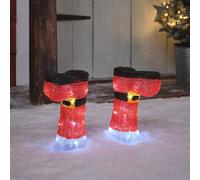 Lot de 2 Bottes du Père Noël Lumineuses en Acrylique sur Piquets