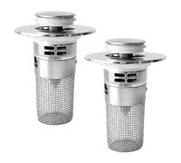 Lot de 2 Bouchon d'évier Salle de Bain, Bouchon de lavabo avec Filtre, Bouchon lavabo Universel pour bonde de 34 à 40 mm, bonde clic clac lavabo