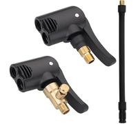 Lot de 2 bouchons à levier pour valve de voiture, en laiton, avec tuyau de gonfleur de pneu de 16 cm, pour vélo, moto, voiture, camion, 63,5 x 40 mm, noir