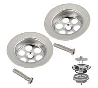 Lot de 2 bouchons de baignoire en acier inoxydable avec vis, bouchon de trop-plein de baignoire, bouchons de vidange de baignoire, bouchons de vidange
