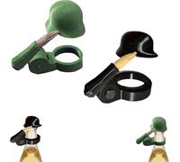 Lot de 2 bouchons de bouteille de bière en plastique pour casque de soldat amusant, bouteilles de bière standard, réutilisables pour fête, barbecue, noir + vert