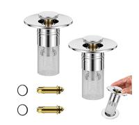 Lot de 2 bouchons de lavabo avec tamis - En acier inoxydable - Avec filtre à cheveux - Pour lavabo (28-33 mm)