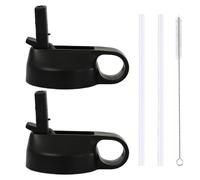 Lot de 2 bouchons de paille pour bouteille d'eau, 2 pailles, 1 brosse à paille, ensemble de pailles pour bouteille d'eau, bouchon de rechange pour bec de bouteille d'eau, paille de rechange pour