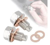 Lot de 2 bouchons de vidange d'huile magnétiques M14 x 1,5 - Joint magnétique - Écrou de vidange d'huile - Adaptateur voiture avec 4 joints