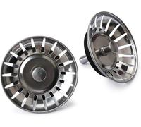 Lot de 2 bouchons d'évier compatibles avec FOSTER diamètre 7,9 cm acier inoxydable 18/10 avec trou bonde 3" 1/2