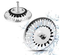 Lot de 2 Bouchons d'évier de Cuisine en Acier Inoxydable, Bouchon de lavabo de Salle de Bain, passoire d'évier, Filtre d'évier, Filtre de vidange, Bouchon d'évier (diamètre 84 mm)