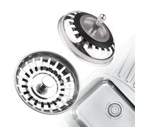 Lot de 2 bouchons d'évier de cuisine en acier inoxydable de rechange pour éviers britanniques, pour déchets alimentaires/attrape-cheveux, diamètre du trou 83 mm