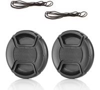 Lot de 2 bouchons d'objectif pour appareil photo reflex numérique 55 mm-Noir