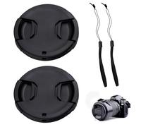 Lot de 2 bouchons d'objectif universels 58 mm - 2 sangles de maintien pour appareil photo reflex