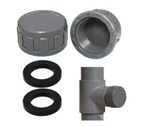 Lot de 2 bouchons d'obturation de 1" en PVC, capuchons filetés pour sanitaire et jardin, compatibles avec embout Gardena et Gardena, 32 mm avec joint