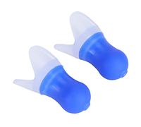 Lot de 2 bouchons d'oreille en silicone, anti-bruit, réutilisables, pour la natation, la plongée avec tuba, pour l'entraînement en piscine, la salle de bain, le bain, les voyages (Bleu de grande