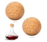 Lot de 2 bouchons en liège de 6,1 cm en forme de boule de liège en bois pour décanteur de vin, bouchon de rechange pour carafe à vin