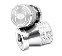 Lot de 2 Bouchons Valve Pneu CNC Bouchons Valve P pour GP800 Fuoco Nexus 500 Runner 50 125 200 Bouchons De Valve Pneu Moto en Aluminium CNC(Silver)