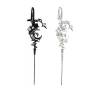 Lot de 2 boucles d'oreilles à crochet avec aiguille perçante Mythe de la Lune, boucles d'oreilles créatives à crochet StarMoon, piercings grimpants Lune et Étoile, bijou cadeau gothique punk Halloween