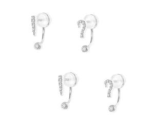 Lot de 2 boucles d'oreilles à tige argentées avec point d'interrogation et point d'exclamation - Bijoux insolites pour femme