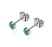 Lot de 2 boucles d'oreilles à tige en titane hypoallergénique avec cabochon rond pour cartilage hélix et cartilage - Bijoux pour oreilles sensibles (titane, pierre précieuse), Titane, Pierres