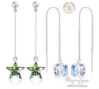 Lot de 2 Boucles d'Oreilles avec Cristal Autrichien pour femmes. Magnifique Boîte offerte. Cadeau idéal pour fêtes. 2SPLENDID®