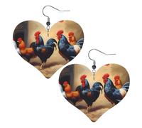 Lot de 2 boucles d'oreilles colorées en forme de cœur avec image de grosse bite - Élégantes et belles - Légères - Pour femmes et filles
